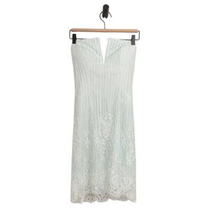 GUESS Mint Green Lace Dress Size 2 Floral Overlay V-Neck Fit & Flare